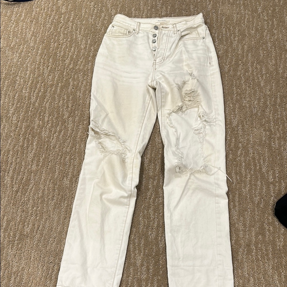 Women's Distressed White Jeans